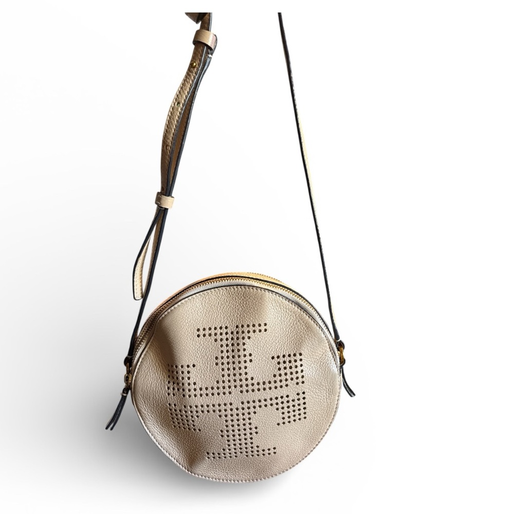 Tory Burch Perforated Logo Round Crossbody Bag
